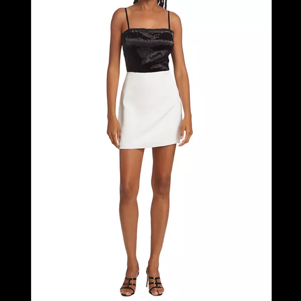 Ramy Brook Ariel Twofer Beaded Mini Dress Size 4 Women Plunging Square Neck